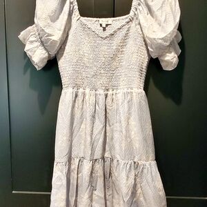 White Puff Sleeve Dress - MEDIUM